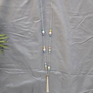 Elegant Multicolor Beaded Necklace with Tassel